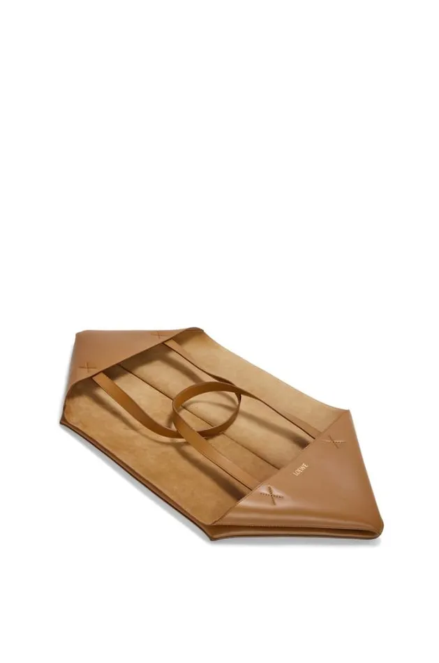 Loewe XL Puzzle Fold Tote In Shiny Calfskin Oak Women Shoulder Bags