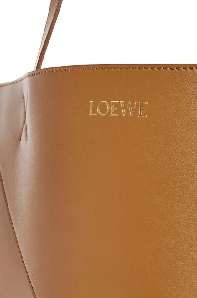 Loewe XL Puzzle Fold Tote In Shiny Calfskin Oak Women Shoulder Bags