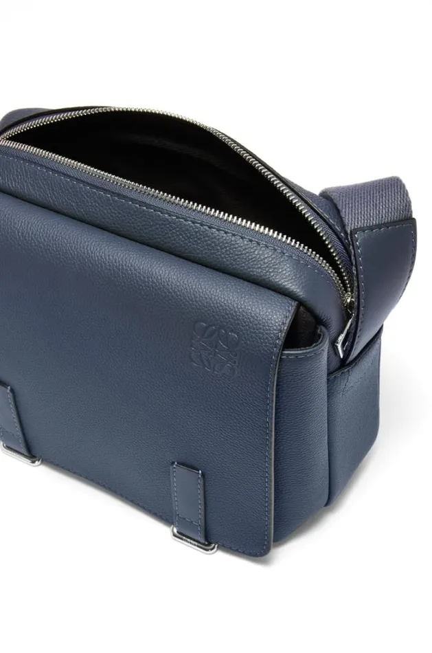 Loewe XS Military Messenger Bag In Soft Grained Calfskin Onyx Blue Men Business Bags