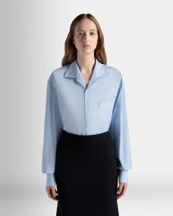 Long Sleeve Shirt In Light Blue Cotton Women Bally Shirts and TShirts