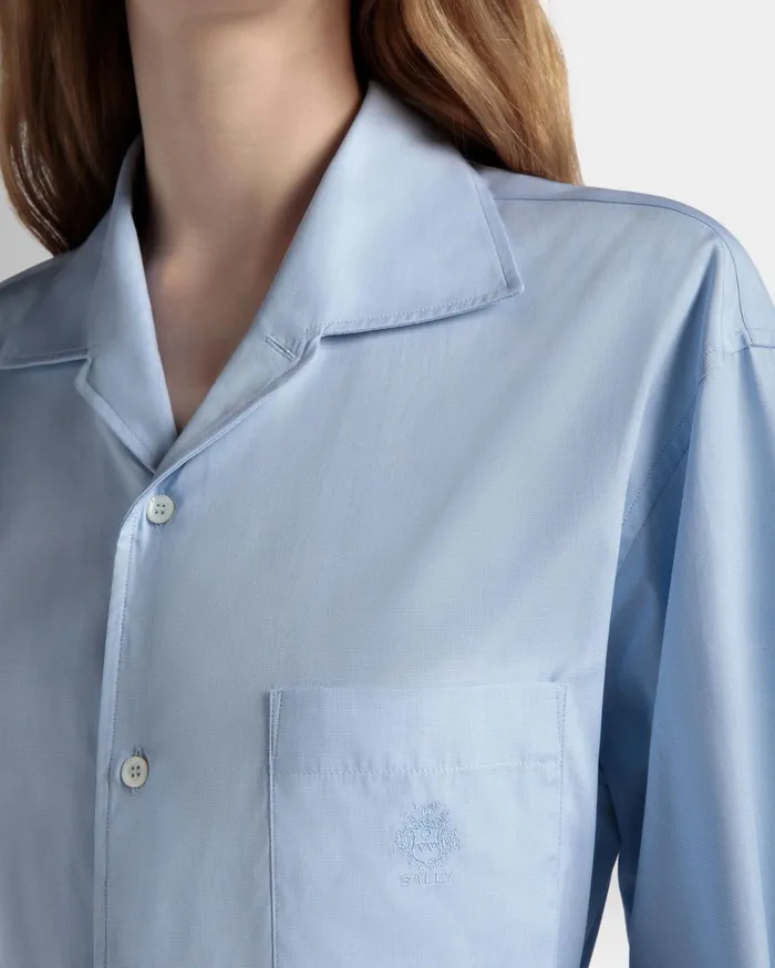 Long Sleeve Shirt In Light Blue Cotton Women Bally Shirts and TShirts