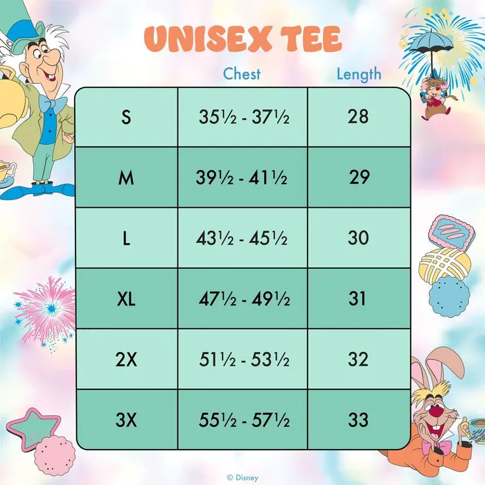 Loungefly Apparel Unisex Alice In Wonderland Unbirthday TieDye Tee Loungefly Apparel Unisex Alice In Wonderland Unbirthday TieDye Tee