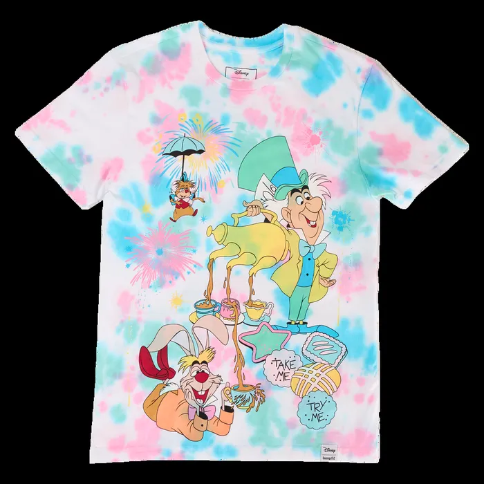 Loungefly Apparel Unisex Alice In Wonderland Unbirthday TieDye Tee Loungefly Apparel Unisex Alice In Wonderland Unbirthday TieDye Tee