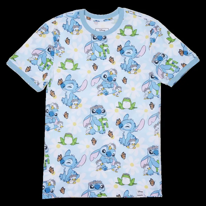 Loungefly Apparel Unisex Stitch Springtime Daisy AllOver Print Tee