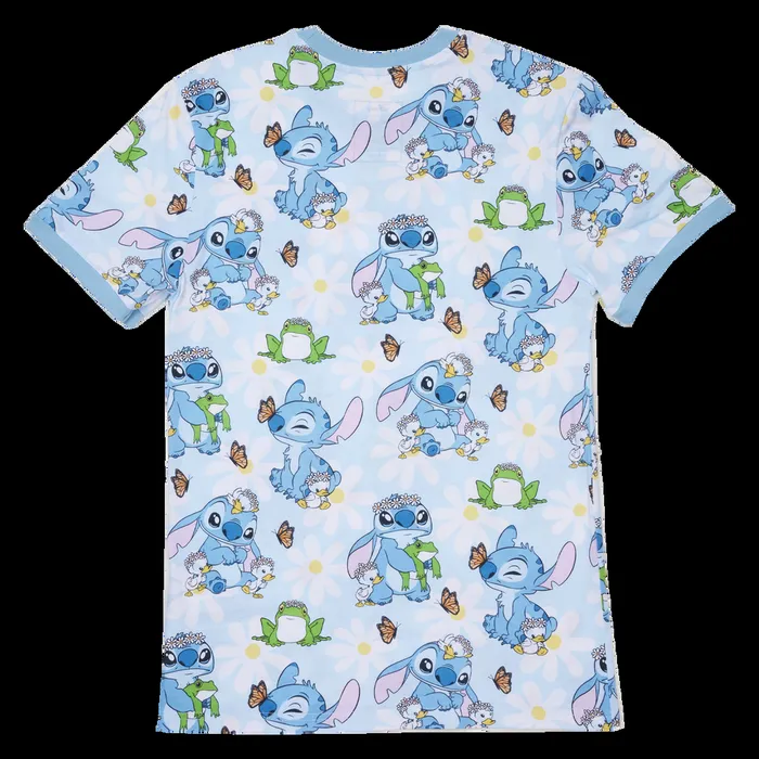 Loungefly Apparel Unisex Stitch Springtime Daisy AllOver Print Tee Loungefly Apparel Unisex Stitch Springtime Daisy AllOver Print Tee