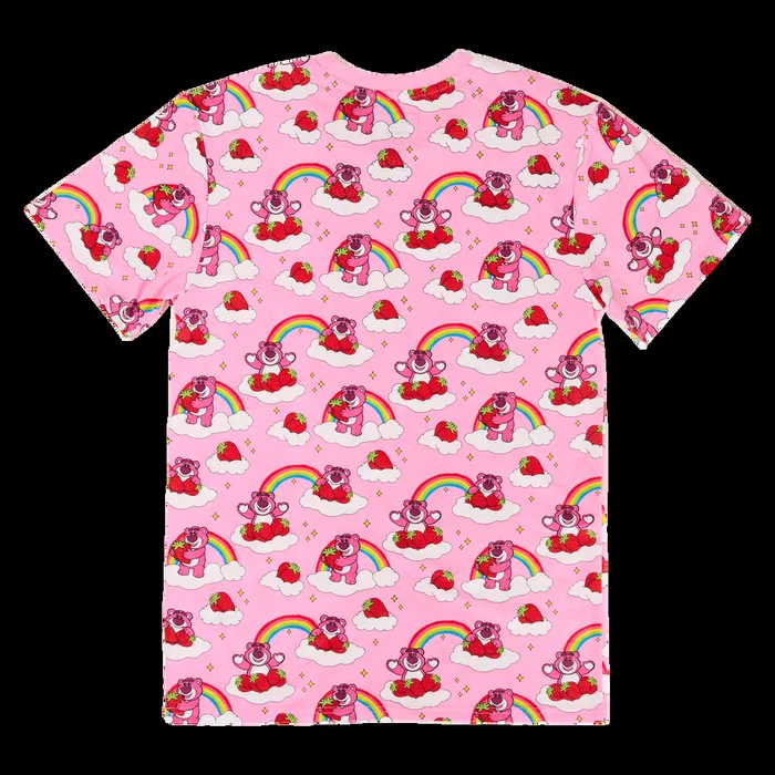 Loungefly Apparel Unisex Toy Story Lotso Rainbow AllOver Print Tee Loungefly Apparel Unisex Toy Story Lotso Rainbow AllOver Print Tee