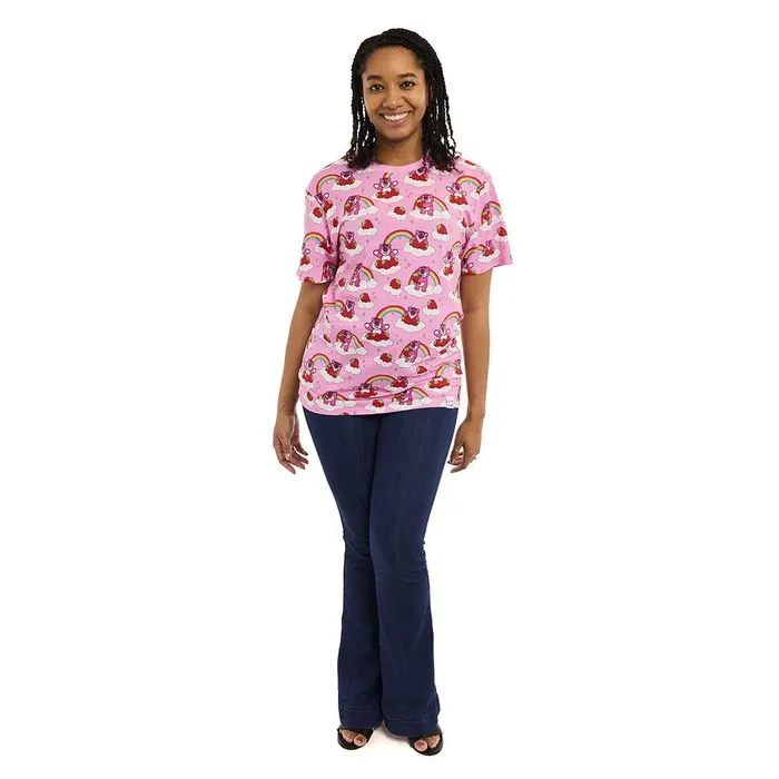 Loungefly Apparel Unisex Toy Story Lotso Rainbow AllOver Print Tee Loungefly Apparel Unisex Toy Story Lotso Rainbow AllOver Print Tee