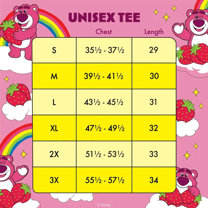 Loungefly Apparel Unisex Toy Story Lotso Rainbow AllOver Print Tee Loungefly Apparel Unisex Toy Story Lotso Rainbow AllOver Print Tee