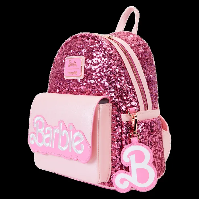 Loungefly Backpacks Unisex Barbie 65th Anniversary Exclusive Sequin Logo Mini Backpack