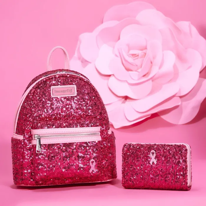 Loungefly Backpacks Unisex Breast Cancer Research Foundation Exclusive Pink Ribbon Sequin Mini Backpack Loungefly Backpacks Unisex Breast Cancer Research Foundation Exclusive Pink Ribbon Sequin Mini Backpack