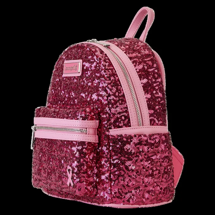 Loungefly Backpacks Unisex Breast Cancer Research Foundation Exclusive Pink Ribbon Sequin Mini Backpack Loungefly Backpacks Unisex Breast Cancer Research Foundation Exclusive Pink Ribbon Sequin Mini Backpack