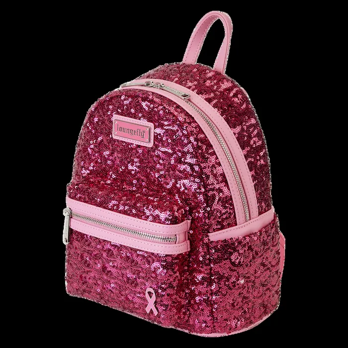 Loungefly Backpacks Unisex Breast Cancer Research Foundation Exclusive Pink Ribbon Sequin Mini Backpack Loungefly Backpacks Unisex Breast Cancer Research Foundation Exclusive Pink Ribbon Sequin Mini Backpack