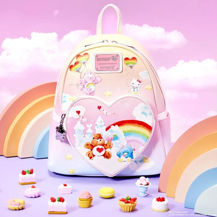 Loungefly Backpacks Unisex Care Bears X Sanrio Exclusive Hello Kitty and Friends CareALot Mini Backpack
