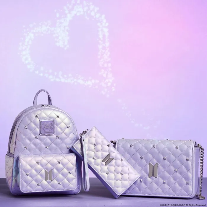 Loungefly Backpacks Unisex Funko Pop By Loungefly BTS Logo Iridescent Purple Mini Backpack Loungefly Backpacks Unisex Funko Pop By Loungefly BTS Logo Iridescent Purple Mini Backpack
