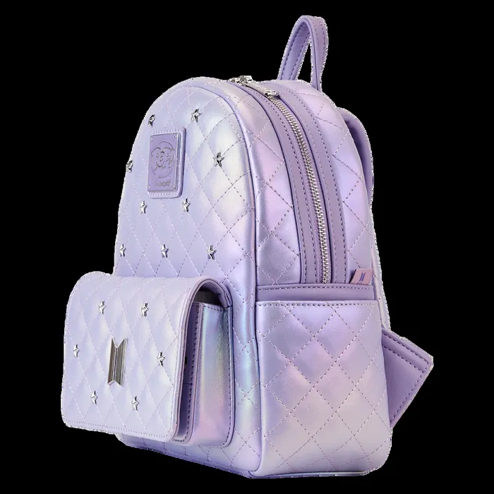 Loungefly Backpacks Unisex Funko Pop By Loungefly BTS Logo Iridescent Purple Mini Backpack Loungefly Backpacks Unisex Funko Pop By Loungefly BTS Logo Iridescent Purple Mini Backpack