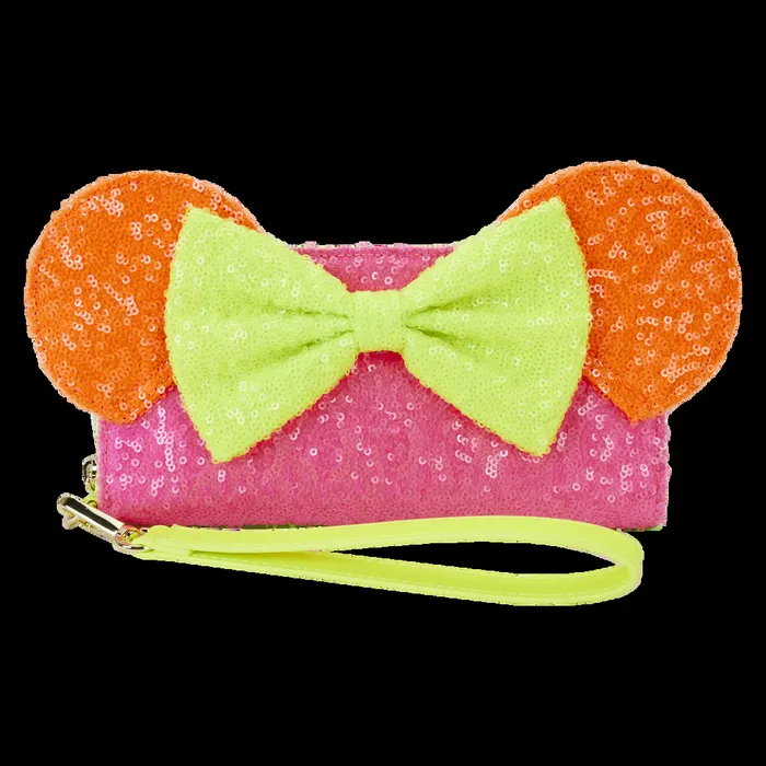 Loungefly Bags and Wallets Unisex Minnie Mouse Exclusive Color Block Neon Sequin Zip Around Wristlet Wallet Loungefly Bags and Wallets Unisex Minnie Mouse Exclusive Color Block Neon Sequin Zip Around Wristlet Wallet