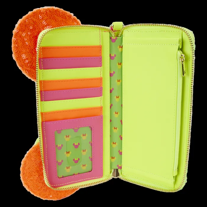 Loungefly Bags and Wallets Unisex Minnie Mouse Exclusive Color Block Neon Sequin Zip Around Wristlet Wallet Loungefly Bags and Wallets Unisex Minnie Mouse Exclusive Color Block Neon Sequin Zip Around Wristlet Wallet