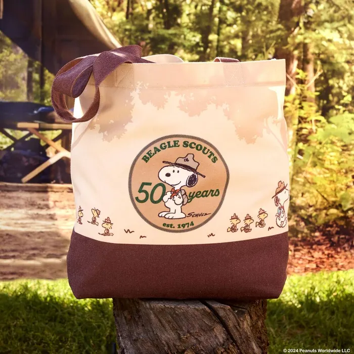 Loungefly Bags and Wallets Unisex Peanuts 50th Anniversary Snoopy039s Beagle Scouts Canvas Tote Bag Loungefly Bags and Wallets Unisex Peanuts 50th Anniversary Snoopy039s Beagle Scouts Canvas Tote Bag