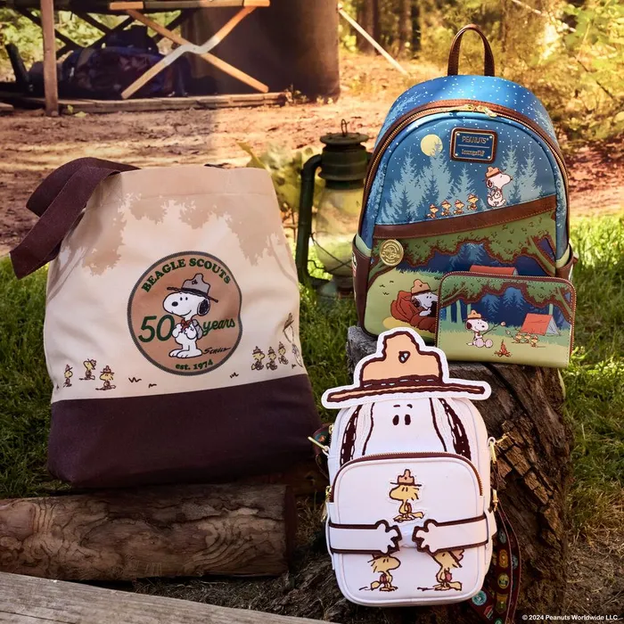 Loungefly Bags and Wallets Unisex Peanuts 50th Anniversary Snoopy039s Beagle Scouts Canvas Tote Bag Loungefly Bags and Wallets Unisex Peanuts 50th Anniversary Snoopy039s Beagle Scouts Canvas Tote Bag