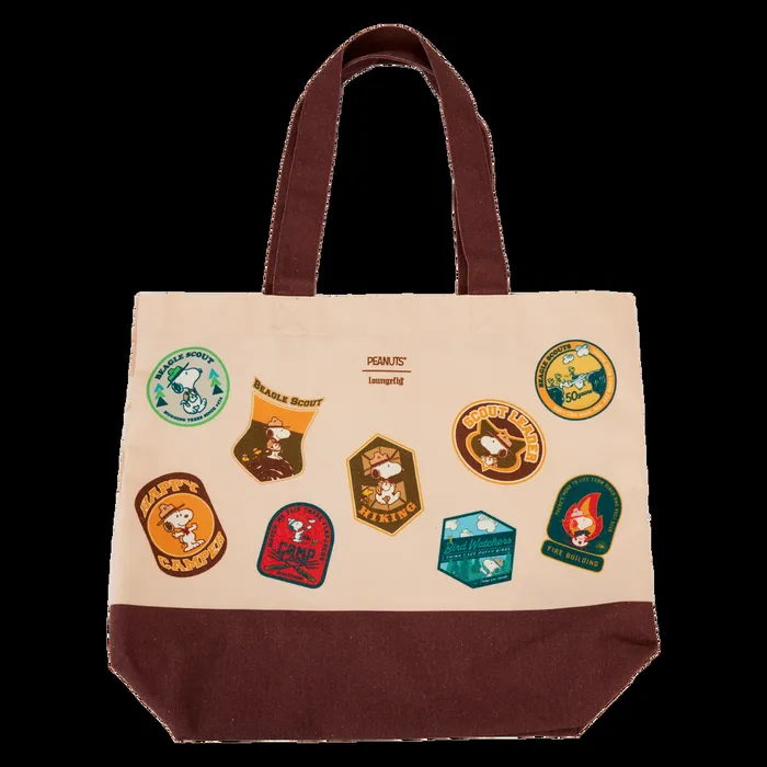 Loungefly Bags and Wallets Unisex Peanuts 50th Anniversary Snoopy039s Beagle Scouts Canvas Tote Bag Loungefly Bags and Wallets Unisex Peanuts 50th Anniversary Snoopy039s Beagle Scouts Canvas Tote Bag