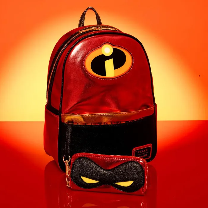 Loungefly Bags and Wallets Unisex The Incredibles 20th Anniversary Light Up Metallic Cosplay Mini Backpack With Coin Bag