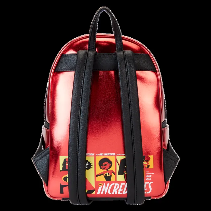 Loungefly Bags and Wallets Unisex The Incredibles 20th Anniversary Light Up Metallic Cosplay Mini Backpack With Coin Bag