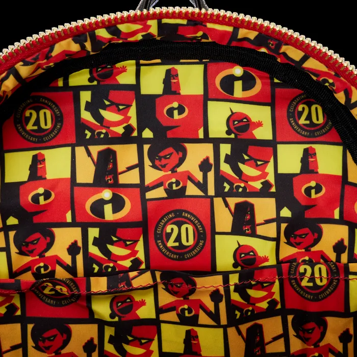 Loungefly Bags and Wallets Unisex The Incredibles 20th Anniversary Light Up Metallic Cosplay Mini Backpack With Coin Bag