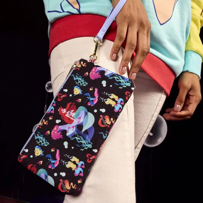 Loungefly Bags and Wallets Unisex The Little Mermaid 35th Anniversary Life Is The Bubbles AllOver Print Nylon Zipper Pouch Wristlet Loungefly Bags and Wallets Unisex The Little Mermaid 35th Anniversary Life Is The Bubbles AllOver Print Nylon Zipper Pouch Wristlet