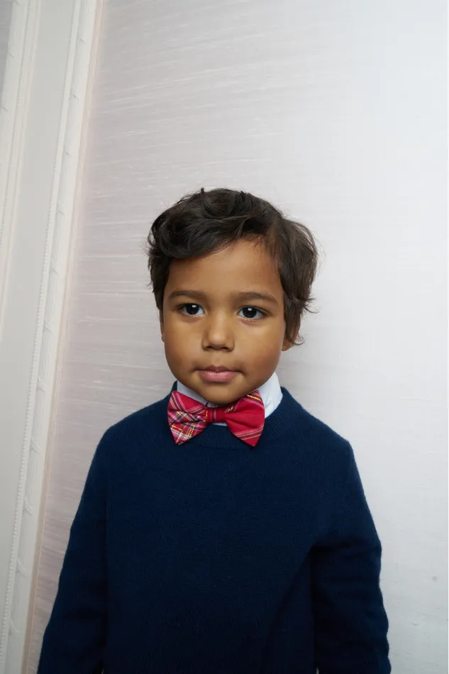 LoveShackFancy Bastow Tartan Bow Tie Cheery Red Kids Mommy and Me
