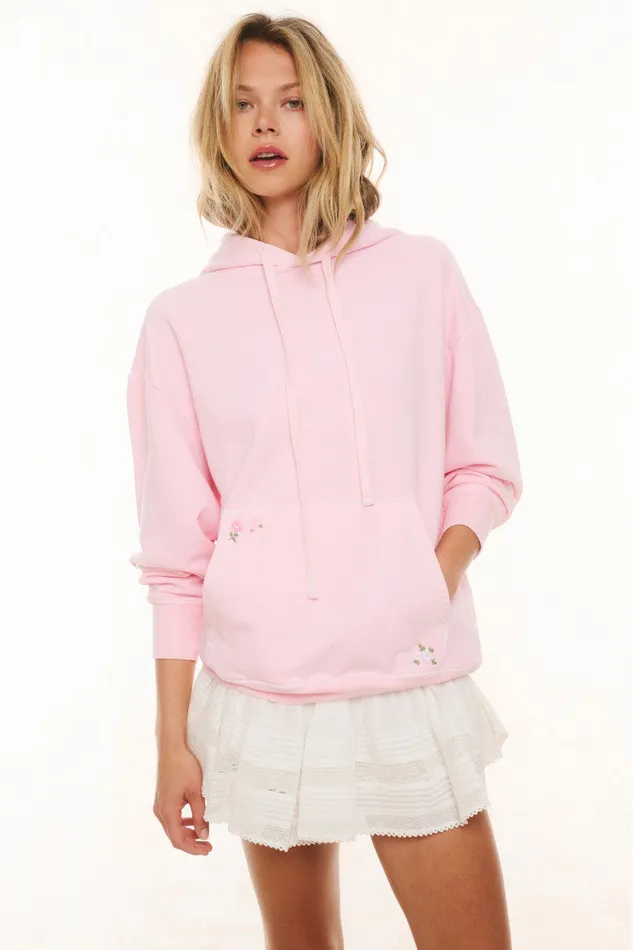 LoveShackFancy Lalita Hoodie Powder Pink Women Tees and Fleece