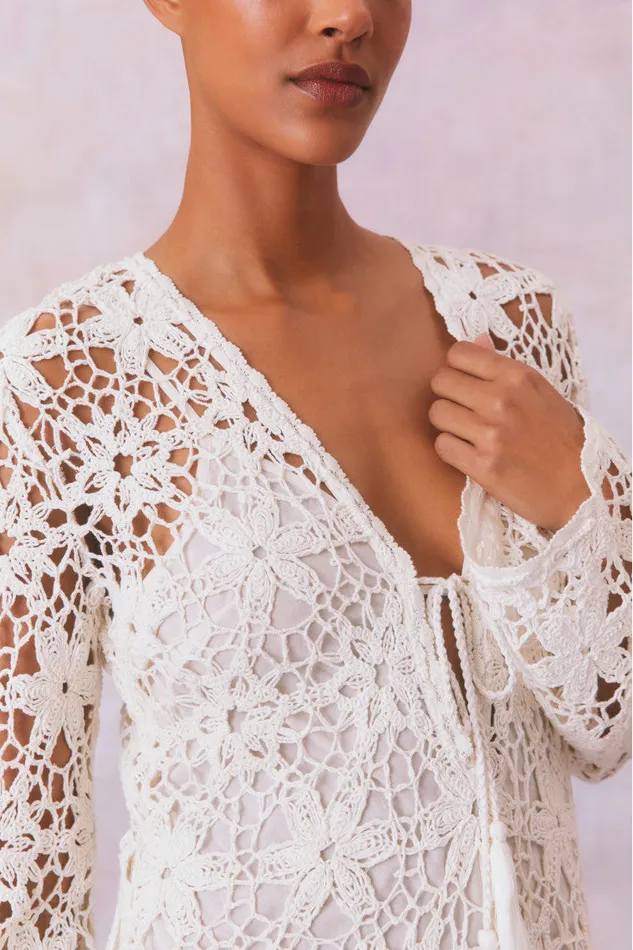 LoveShackFancy Lorne Cotton Crochet Maxi Dress Antique White Women Swim