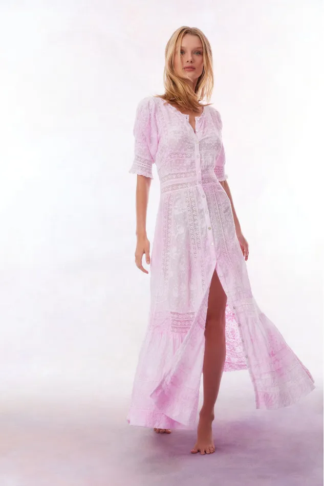 LoveShackFancy Minka Maxi Dress Peony Pink Women Dresses