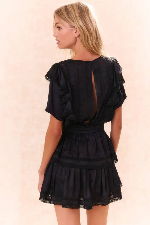 LoveShackFancy Natasha Cotton Ruffle Dress Black Women Dresses