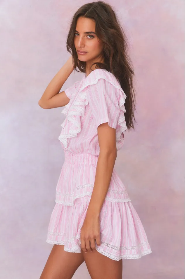 LoveShackFancy Natasha Stripe Cotton Mini Dress Captiva Pink WomenKids Dresses
