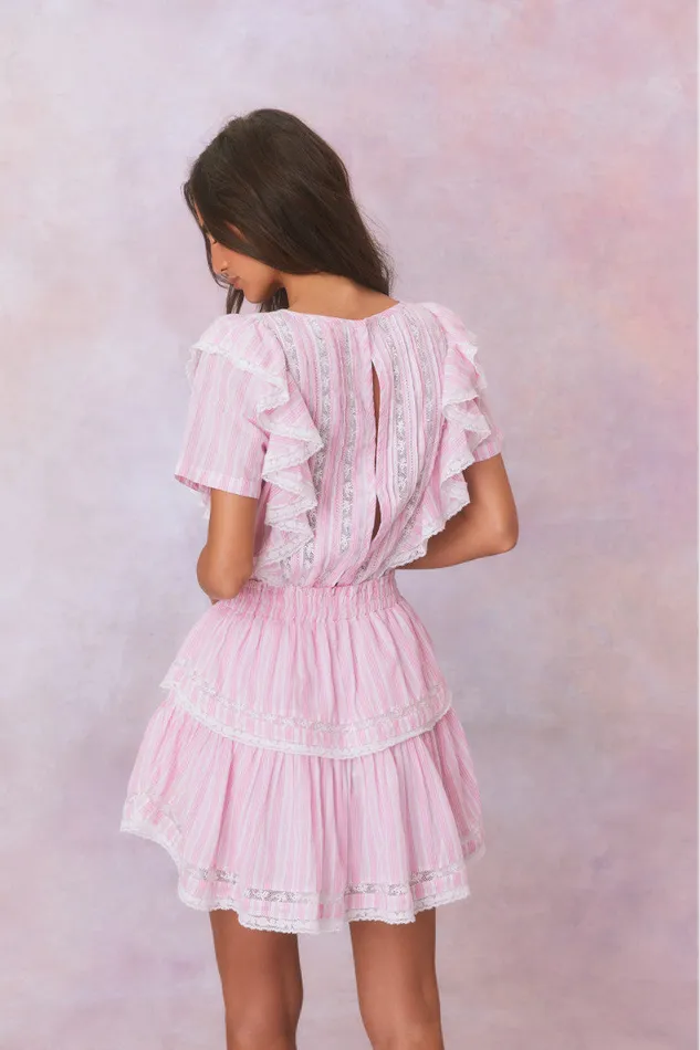 LoveShackFancy Natasha Stripe Cotton Mini Dress Captiva Pink WomenKids Dresses