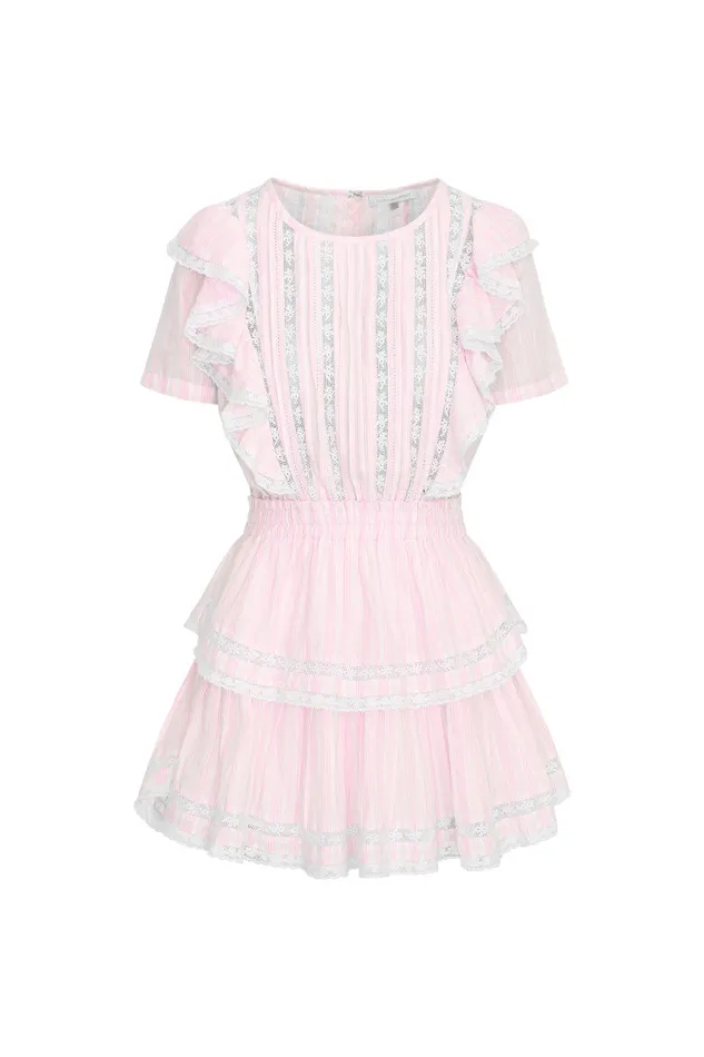 LoveShackFancy Natasha Stripe Cotton Mini Dress Captiva Pink WomenKids Dresses
