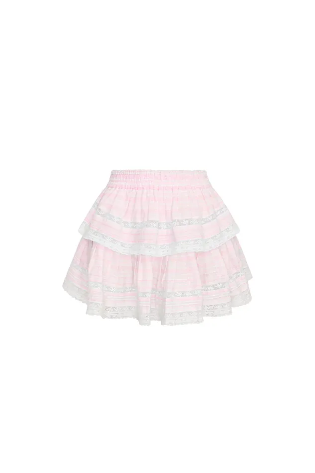 LoveShackFancy Ruffle Mini Stripe Cotton Skirt Captiva Pink WomenKids Skirts LoveShackFancy Ruffle Mini Stripe Cotton Skirt Captiva Pink WomenKids Skirts