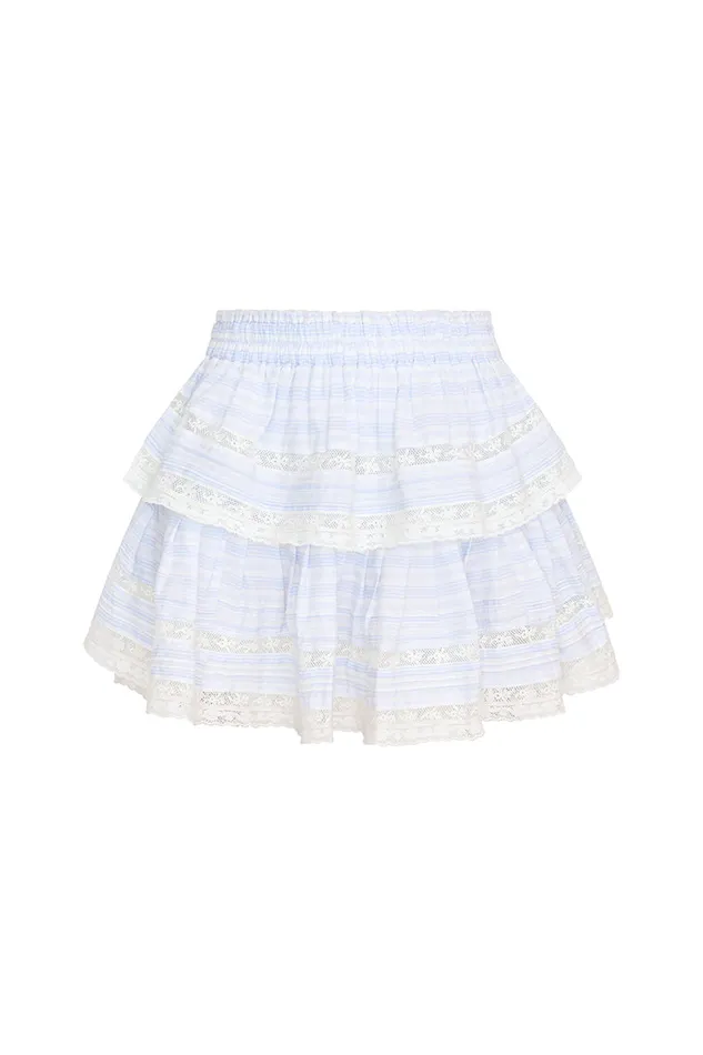 LoveShackFancy Ruffle Mini Stripe Cotton Skirt Vintage Voyage WomenKids Skirts