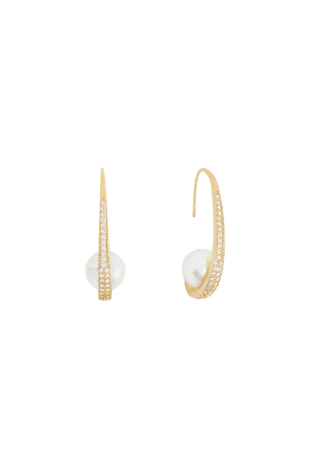 LoveShackFancy Shashi Michelle Earrings Gold Pearl Women Jewelry