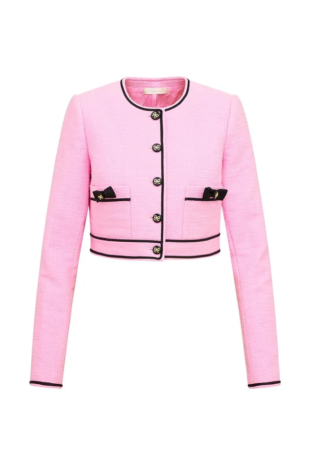 LoveShackFancy Talika Tweed Jacket Pirouette Pink WomenKids Jackets and Coats LoveShackFancy Talika Tweed Jacket Pirouette Pink WomenKids Jackets and Coats