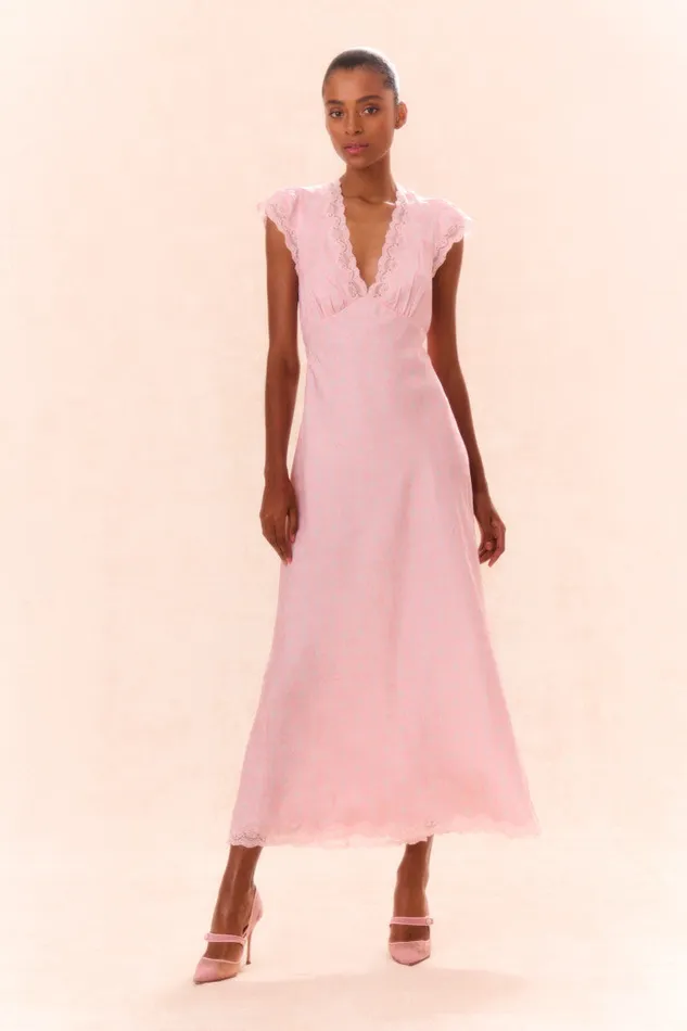 LoveShackFancy Theodore Printed Maxi Dress Dusty Quartz Women Dresses