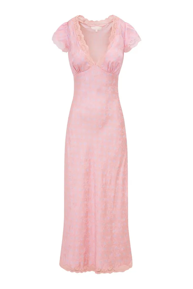 LoveShackFancy Theodore Printed Maxi Dress Dusty Quartz Women Dresses