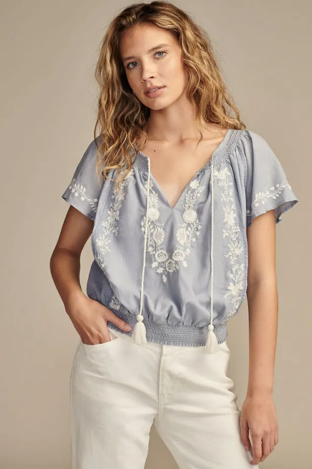 Lucky Brand All Tops Flutter Sleeve Top Brunnera Blue 8211 Women
