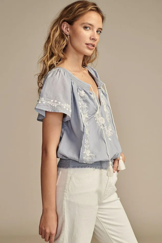 Lucky Brand All Tops Flutter Sleeve Top Brunnera Blue 8211 Women