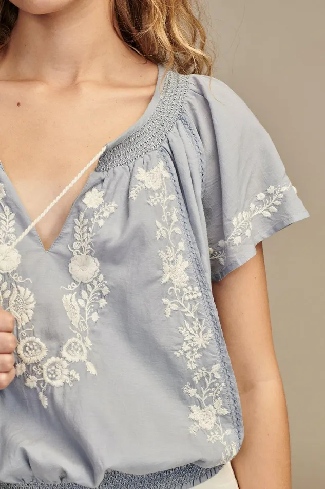 Lucky Brand All Tops Flutter Sleeve Top Brunnera Blue 8211 Women