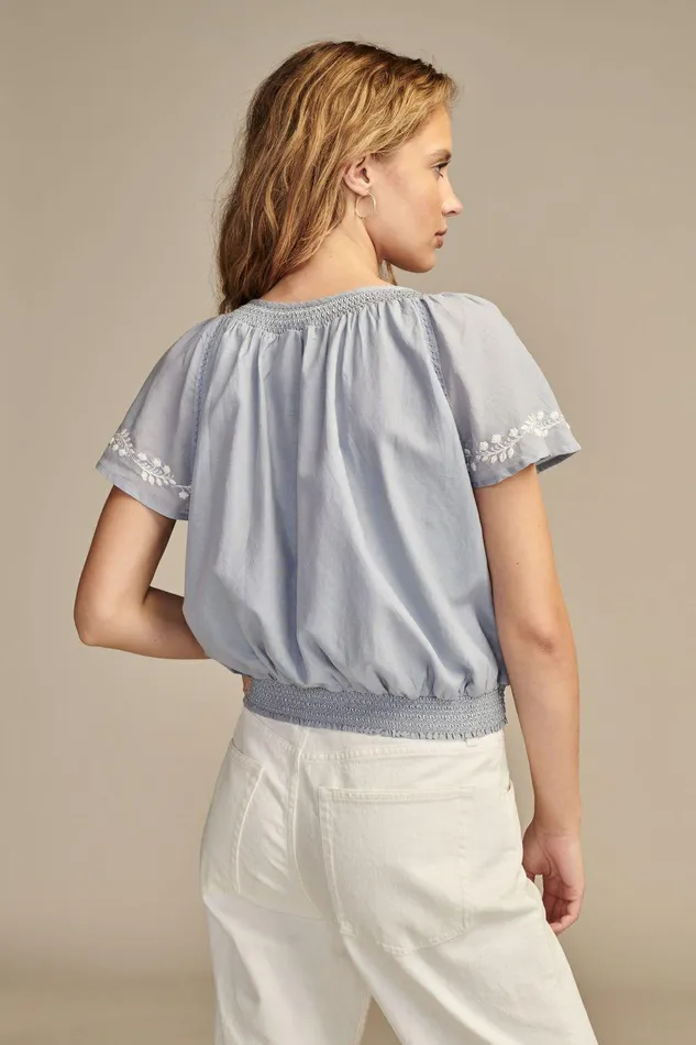 Lucky Brand All Tops Flutter Sleeve Top Brunnera Blue 8211 Women