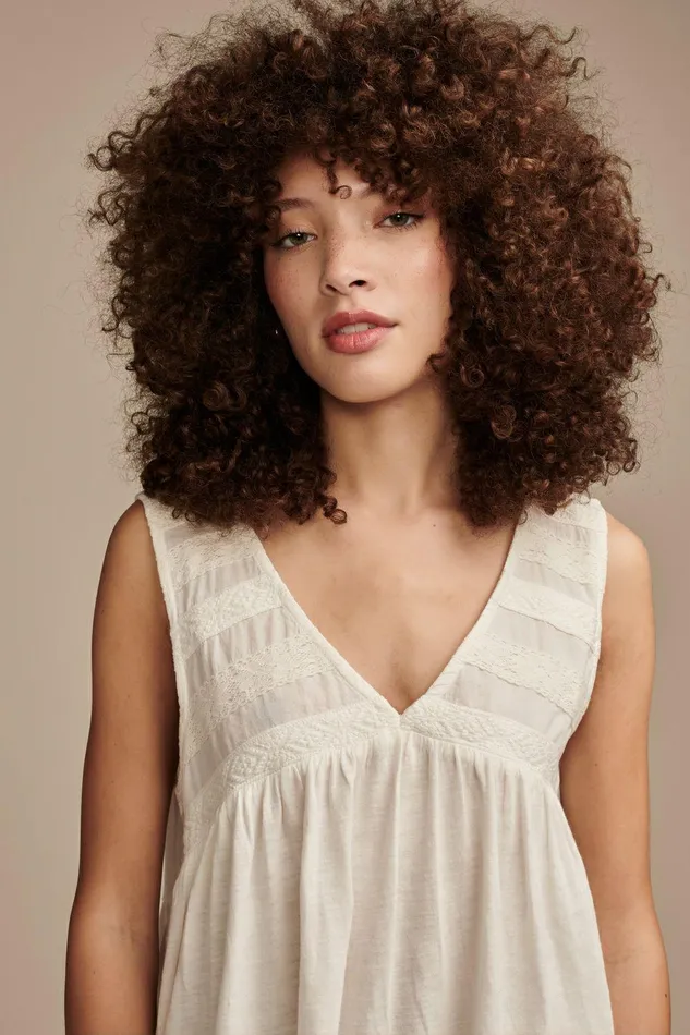 Lucky Brand All Tops Lace Trim Mix Tunic Tank Whisper White 8211 Women