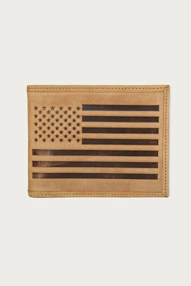 Lucky Brand Bags and Wallets Flag Embossed Leather Bifold Wallet Medium Brown 8211 Men