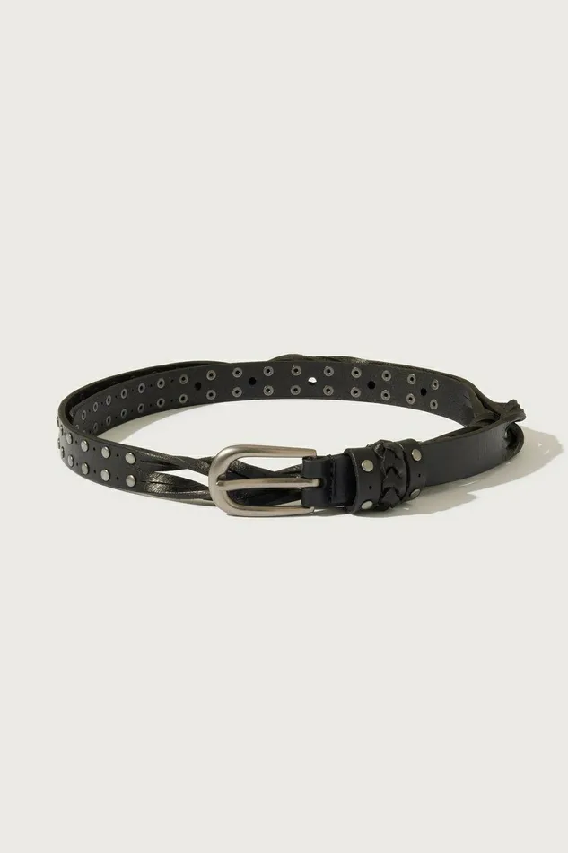 Lucky Brand Belts Leather Twist And Stud Belt Medium Brown 8211 Women