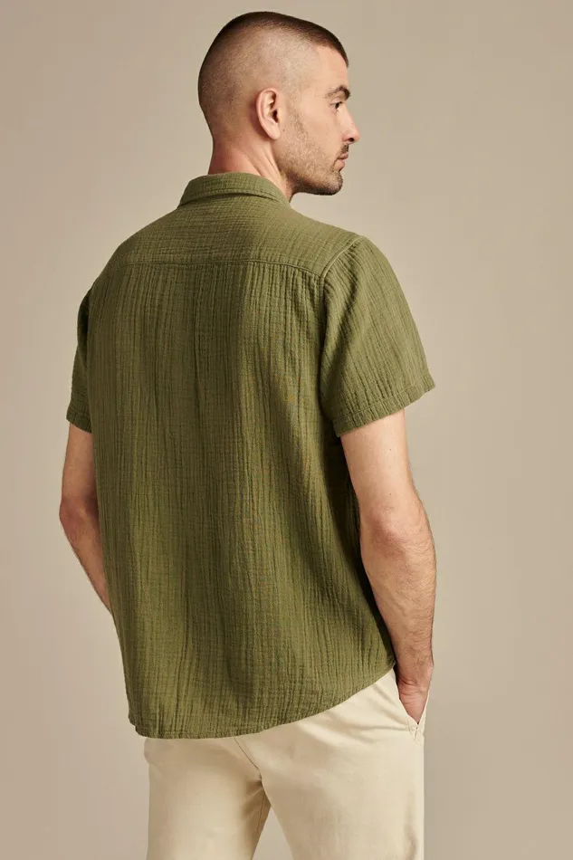Lucky Brand ButtonDowns Short Sleeve Double Weave Utility Shirt Deep Lichen Green 8211 Men